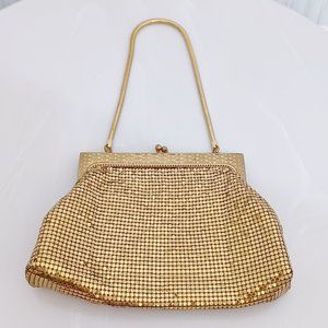 Whiting & Davis Gold Mesh Vintage Made in USA Purse Bag Elegant Victorian
